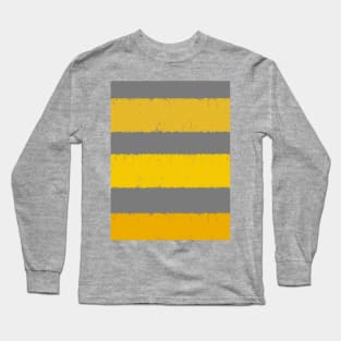 Wide Mustard Yellow and Grey Stripes Paint Style Long Sleeve T-Shirt